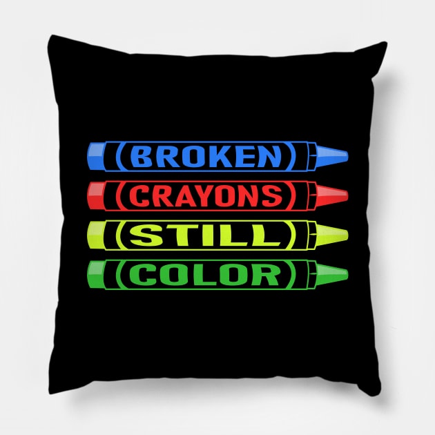 Broken Crayons Still Color Pillow by Lasso Print