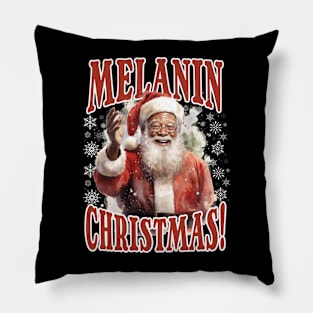 Melanin Christmas! Black Santa Claus Pillow