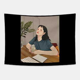 Girl in Room Tapestry