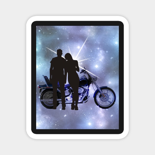 Motorcycle couple 2 in Blue Magnet by allthumbs