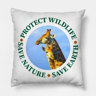 Wildlife Conservation Earth Day Giraffes Pillow