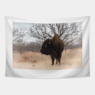 Grazing American Bison Woolaroc Oklahoma Tapestry