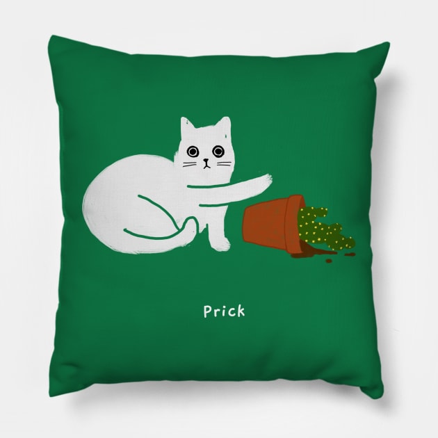 Prick (white caption) Pillow by KentheCat