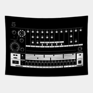 Vintage Drum Machine White Lines Tapestry