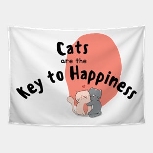 cats are the key to happiness Tapestry