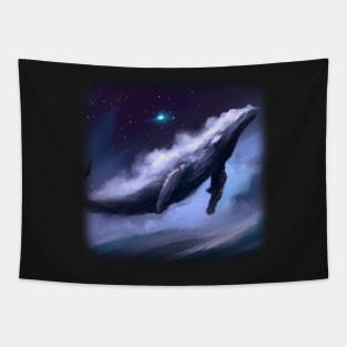 Whale floating in the sky Tapestry