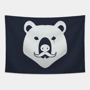 The Bear Head with Mustache (White Version) Tapestry