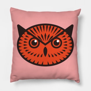 A Red Owl Face & Head with Angry Look but Seems Funny & Cute Pillow