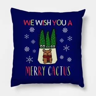 We Wish You A Merry Cactus - Eves Pin Cacti In Christmas Bear Pot Pillow