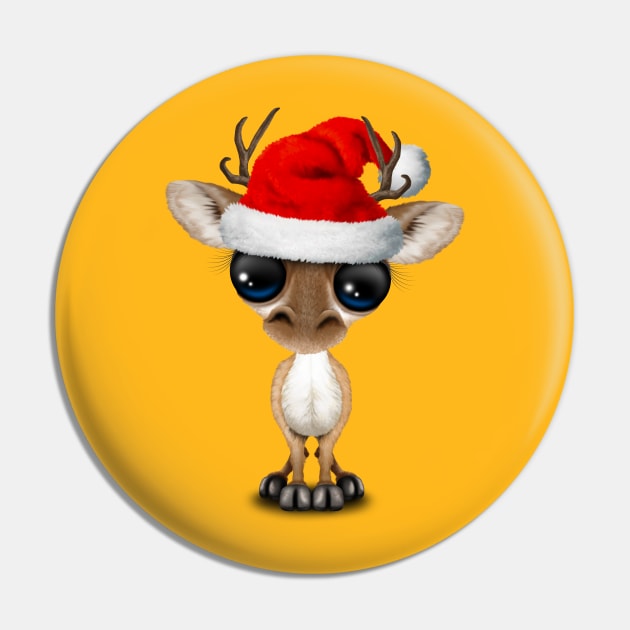 Baby Deer Wearing a Santa Hat Pin by jeffbartels