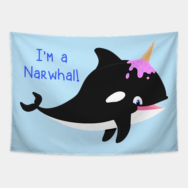 Narwhal Whale Tapestry by Ahhhvocadoh