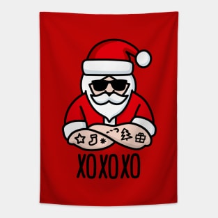 xoxoxo xoxo ho ho ho Hugs and Kisses Santa Claus ugly Christmas Tapestry