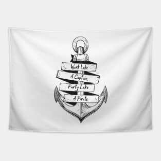 Party Like A Pirate Anchor Black Tapestry
