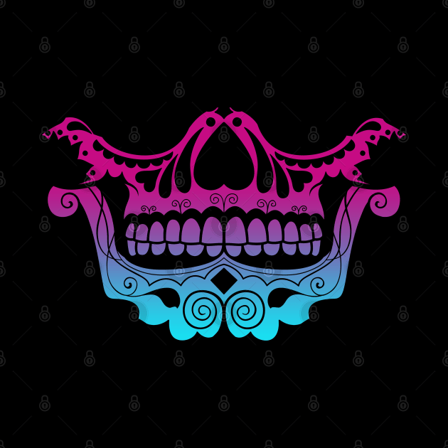 Sugar Skull Festive Nose and Jaw Vaporwave by aaallsmiles