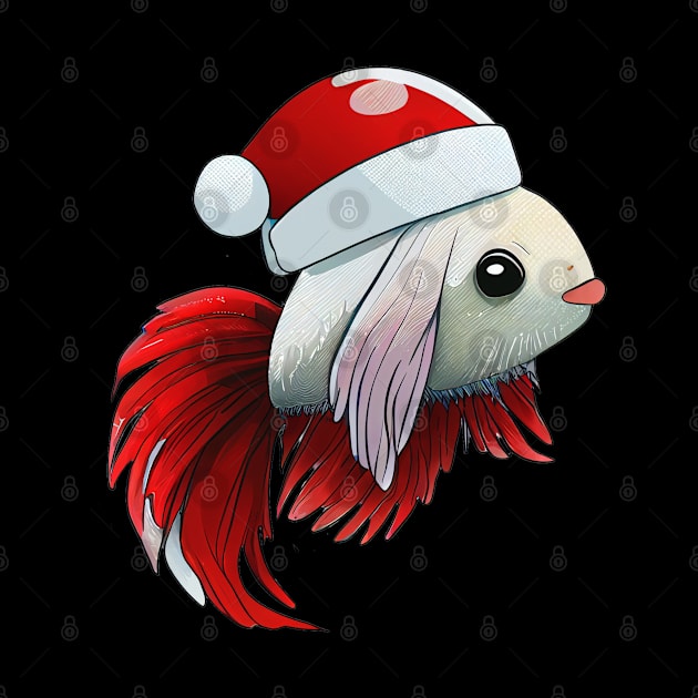 COOL BETTA FISH WITH SANTA HAT - CHRISTMAS by aiartify