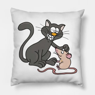 Cat and mouse funny Pillow