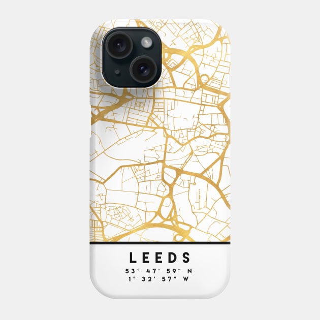 LEEDS ENGLAND CITY STREET MAP ART Phone Case by deificusArt