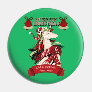 Merry Christmas Unicorn Pin