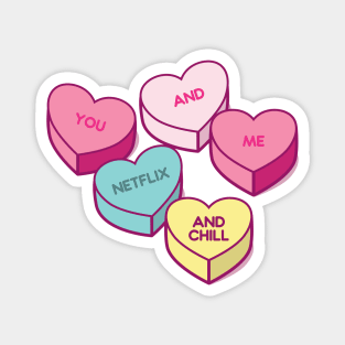 Conversation Love Hearts You and Me Netflix and Chill Magnet