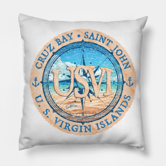 Cruz Bay, Saint John, U.S. Virgin Islands Pillow by jcombs