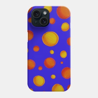 Yellow, Orange and Red Polka Dots (With Vibrant Blue Background) Phone Case