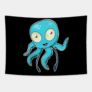 Cute Octopus Chibi Kraken Kawaii Squid Sea Dweller Tapestry