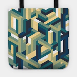 Blue and Green Isometric Maze Tote