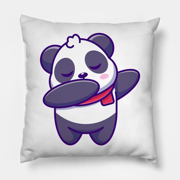 Cute baby panda dabbing cartoon Pillow by Wawadzgnstuff