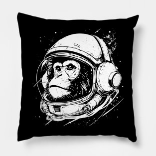 Chimpanzee Monkey Astronaut Space Vintage Pillow