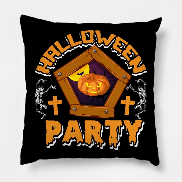 Funny Halloween Party Skeletons Pumpkin Frame Costume Pillow by koolteas