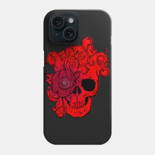 Filigree Skull With Flower Red Fade Original Art T-Shirt Phone Case