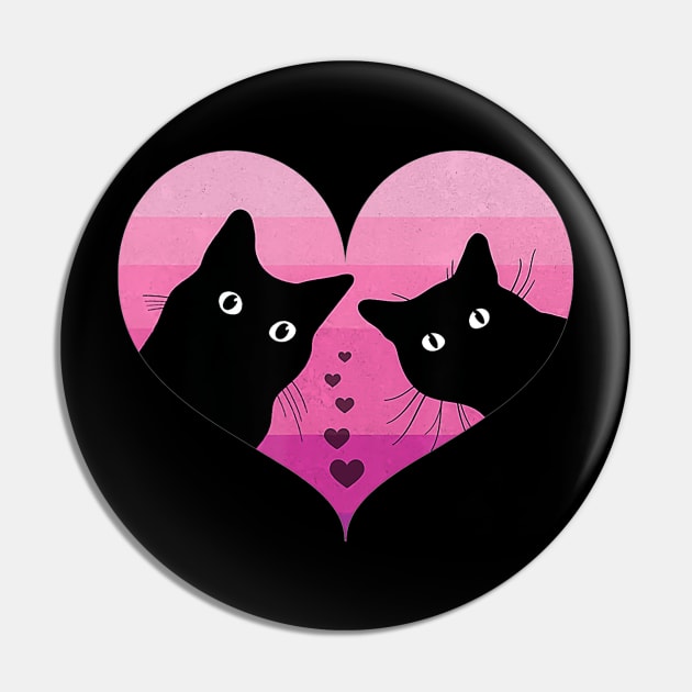 Cat Couple Retro Vintage  Funny Black Cat Valentine Day Pin by chuongmacyfersfw