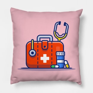 Medical Health Bag, Stethoscope, Jar, And Pills Pillow