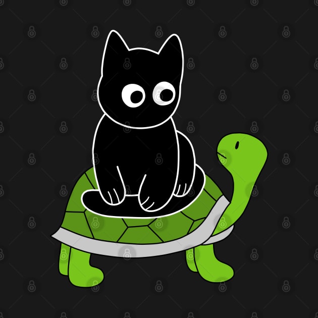 Black Cat Riding on Green Turtle by pako-valor