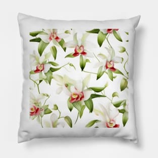 Watercolor Orchid Pattern 6 Pillow