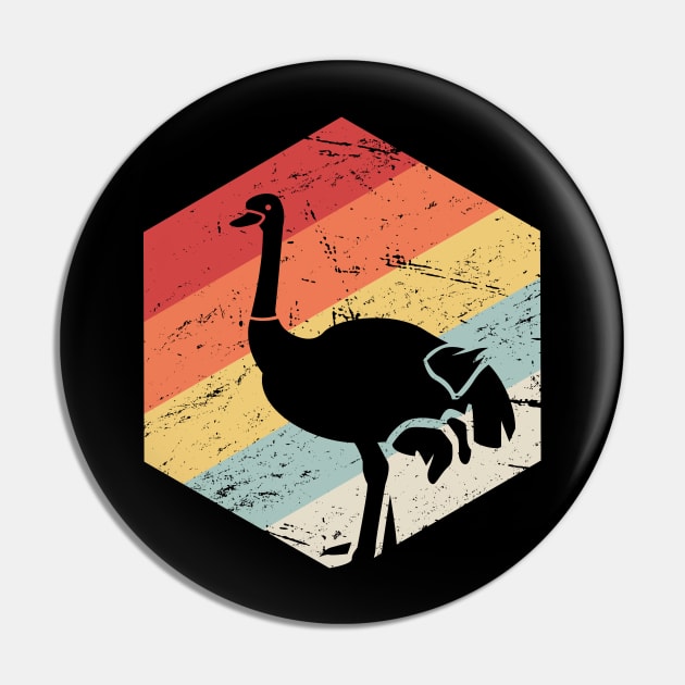 Retro Vintage Ostrich Icon Pin by MeatMan