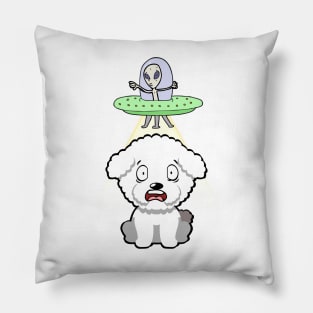 Cute furry dog is abducted by aliens Pillow