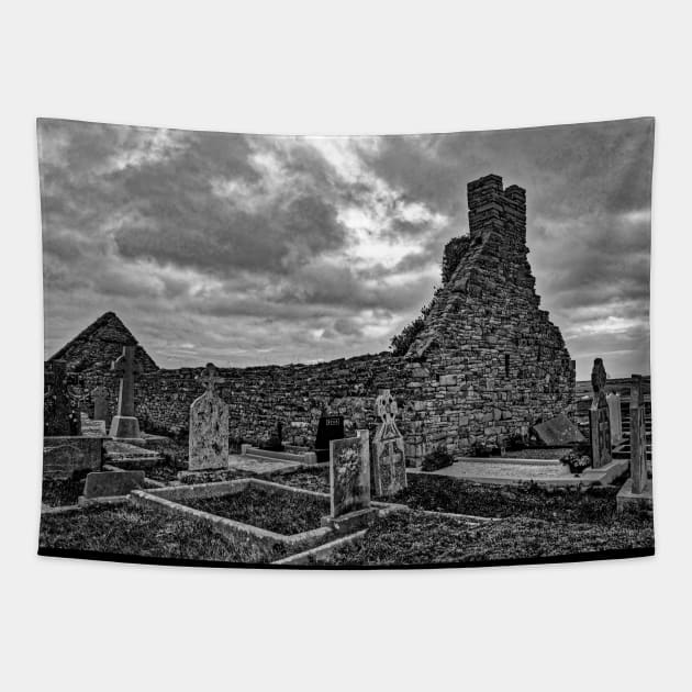 St John's Church in Ruins, Co, Clare - BW Tapestry by BrianPShaw