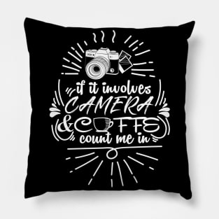 I Love Camera and Coffee Pillow