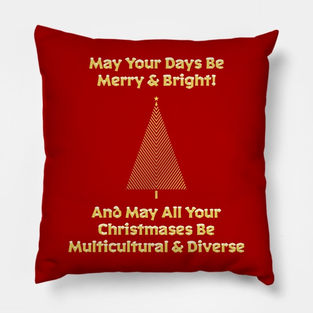 Multicultural & Diverse Christmas Pillow by ART by RAP