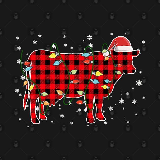 Cow Santa Holiday Buffalo Plaid Christmas by TheBeardComic