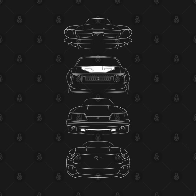 Evolution of the Ford Mustang - front stencil, white by mal_photography