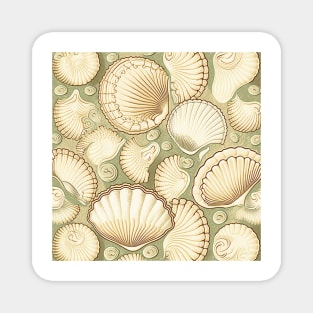 Olive green vintage seashells Magnet