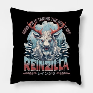 Reinzilla The King of Xmas Reindeer Pillow