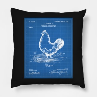 Chicken Hens Patent - Chef Cook Chicken Coop Art - Blueprint Pillow