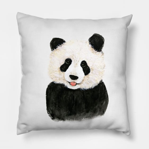 naughty little panda Pillow by colorandcolor