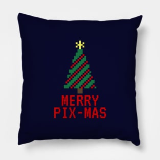 8 Bit Merry Christmas Tree Pixel Art Pillow