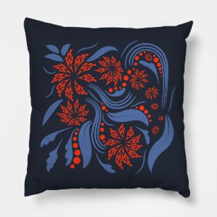 Folk flowers floral art print Flowers abstract art Pillow