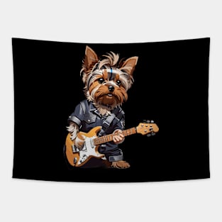 Yorkshire Terrier Playing Guitar Tapestry