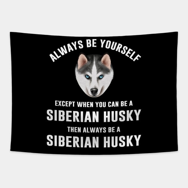 Funny Siberian Husky Dog Tapestry by sunima